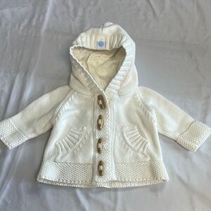 Beba Bean White Knit Baby Cardigan Sweater/hoodie